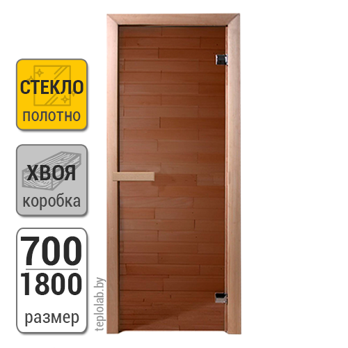 Дверь для бани стеклянная DoorWood, бронза, 700x1800