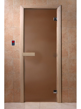 Дверь для бани стеклянная DoorWood, матовая бронза, 700x1800, фото 2
