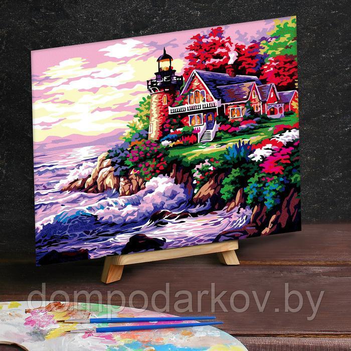 Картина по номерам на холсте 40×50 см «Домик с маяком у моря» - фото 1 - id-p143773920