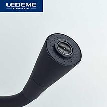 Смеситель с гибким изливом для кухни (черный) LEDEME L4199-2, фото 2