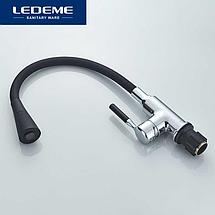 Смеситель с гибким изливом для кухни (черный) LEDEME L4199-2, фото 3