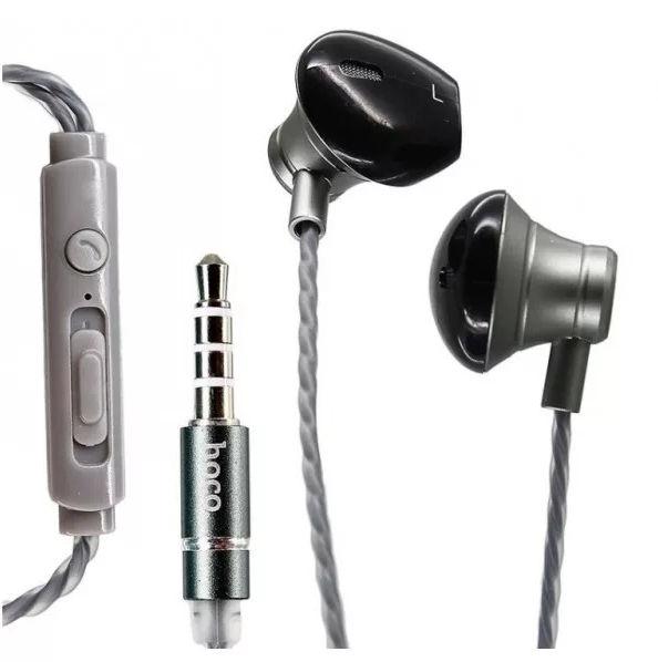 Наушники Hoco M18 Gesi Metallic с микрофоном /BASS, разъем 3,5 мм, Графитовые, пульт управления, 1.2 м/
