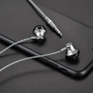 Наушники Hoco M18 Gesi Metallic с микрофоном /BASS, разъем 3,5 мм, Графитовые, пульт управления, 1.2 м/, фото 2