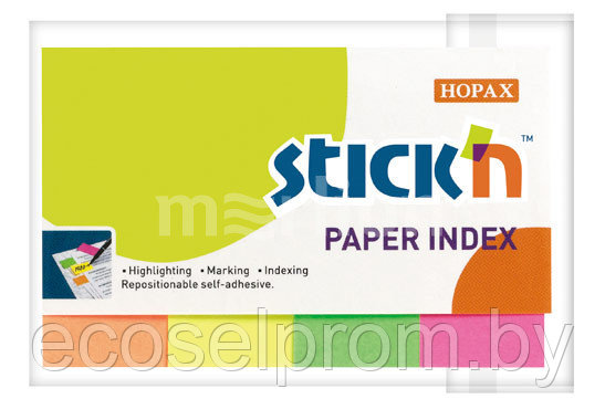 Набор самоклеящихся неоновых закладок Hopax из бумаги 50*20 4*50 4 цвета