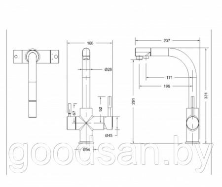 Смеситель для кухни PALACE F729261CP с подключением к фильтру - фото 2 - id-p143781176