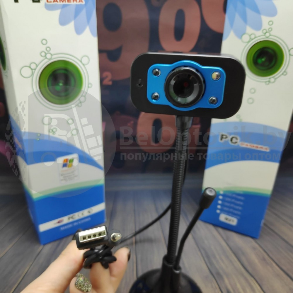 Веб-камера USB для компьютера PC camera В21 Black с микрофоном, разрешение 640х480, подсветка, длина кабеля - фото 2 - id-p140349668