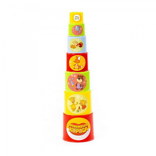 Детская игрушка пирамидка "Оранжевая корова" (7 элементов) (в сеточке) арт. 84422 Полесье