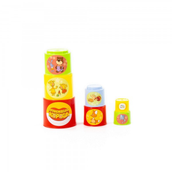 Детская игрушка пирамидка "Оранжевая корова" (7 элементов) (в сеточке) арт. 84422 Полесье - фото 2 - id-p143788632