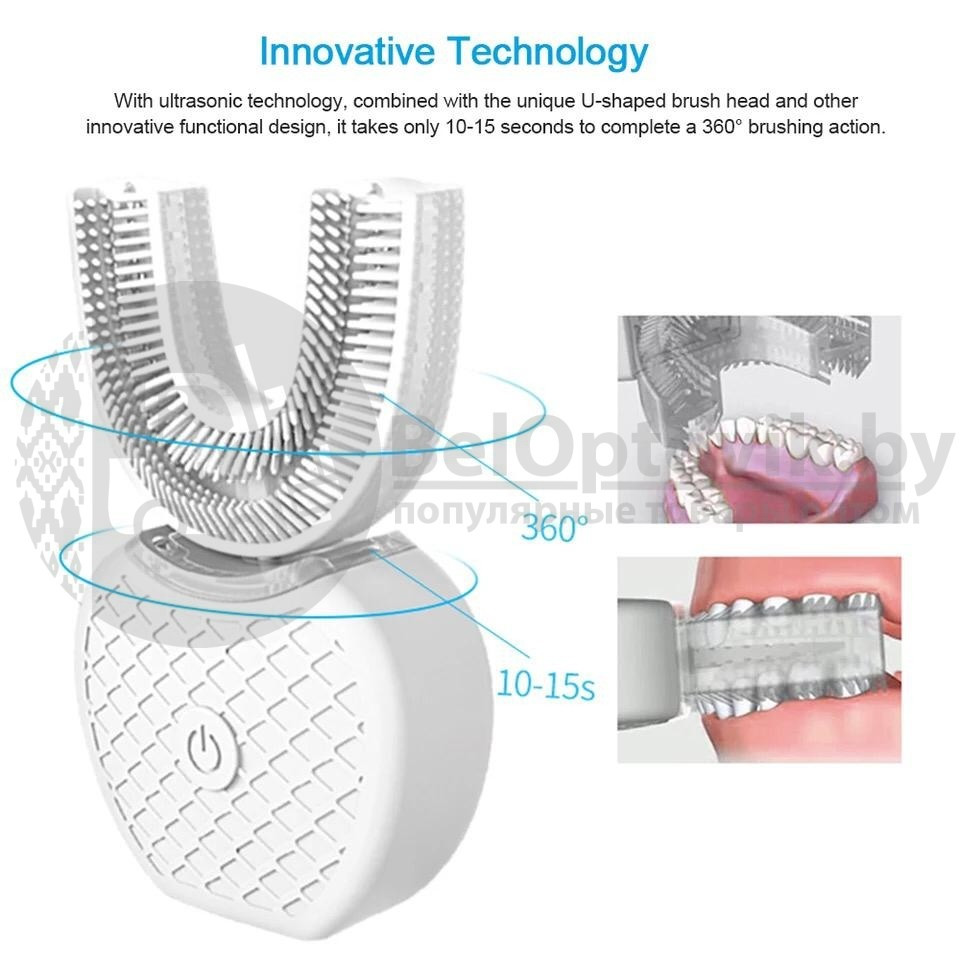 Ультразвуковая электрическая отбеливающая зубная щетка Toothbrush Cold Light Whitening Синий - фото 6 - id-p139562288