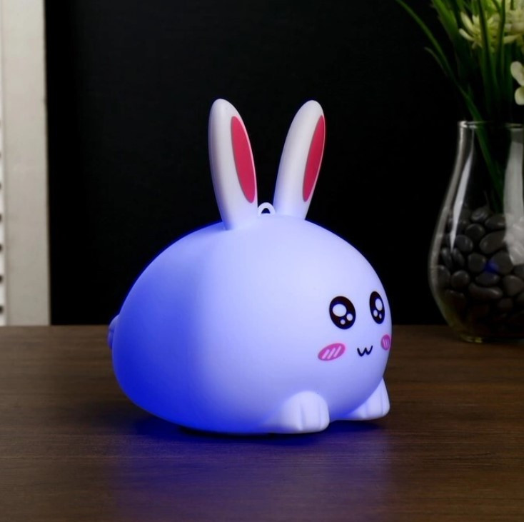 Cветильник ночник из мягкого силикона "Белый Кролик" LED мультиколор (Пульт управления) - фото 2 - id-p143790541
