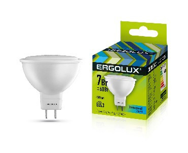 Лампа светодиод. LED JCDR/7Вт GU5 3 4500K 172- 265В Ergolux арт.12159