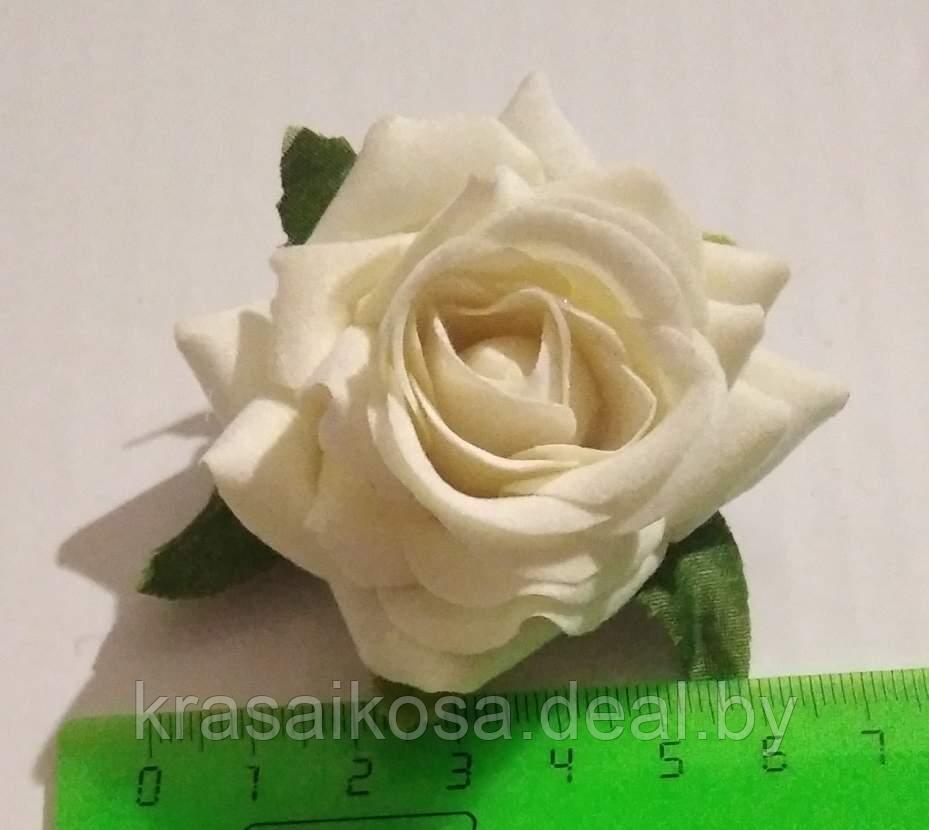 Роза 5*4 см на зажиме 2 в 1 Белый - фото 1 - id-p143812600
