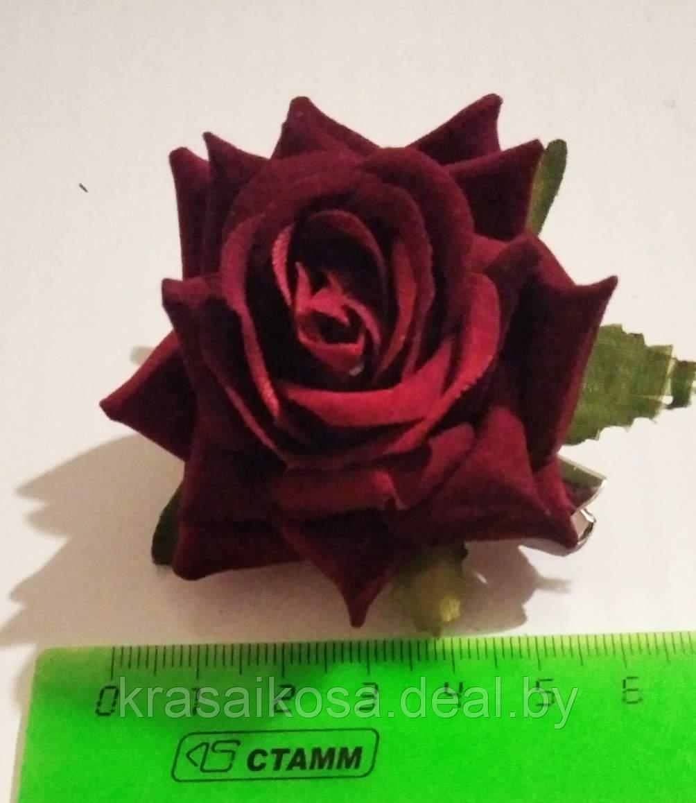 Роза 5*4 см на зажиме 2 в 1 Бордовый - фото 1 - id-p143812601