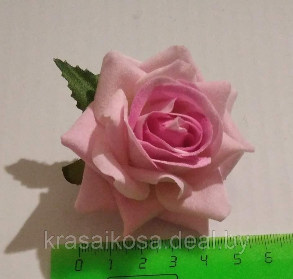 Роза 5*4 см на зажиме 2 в 1 Розовый - фото 1 - id-p143811910