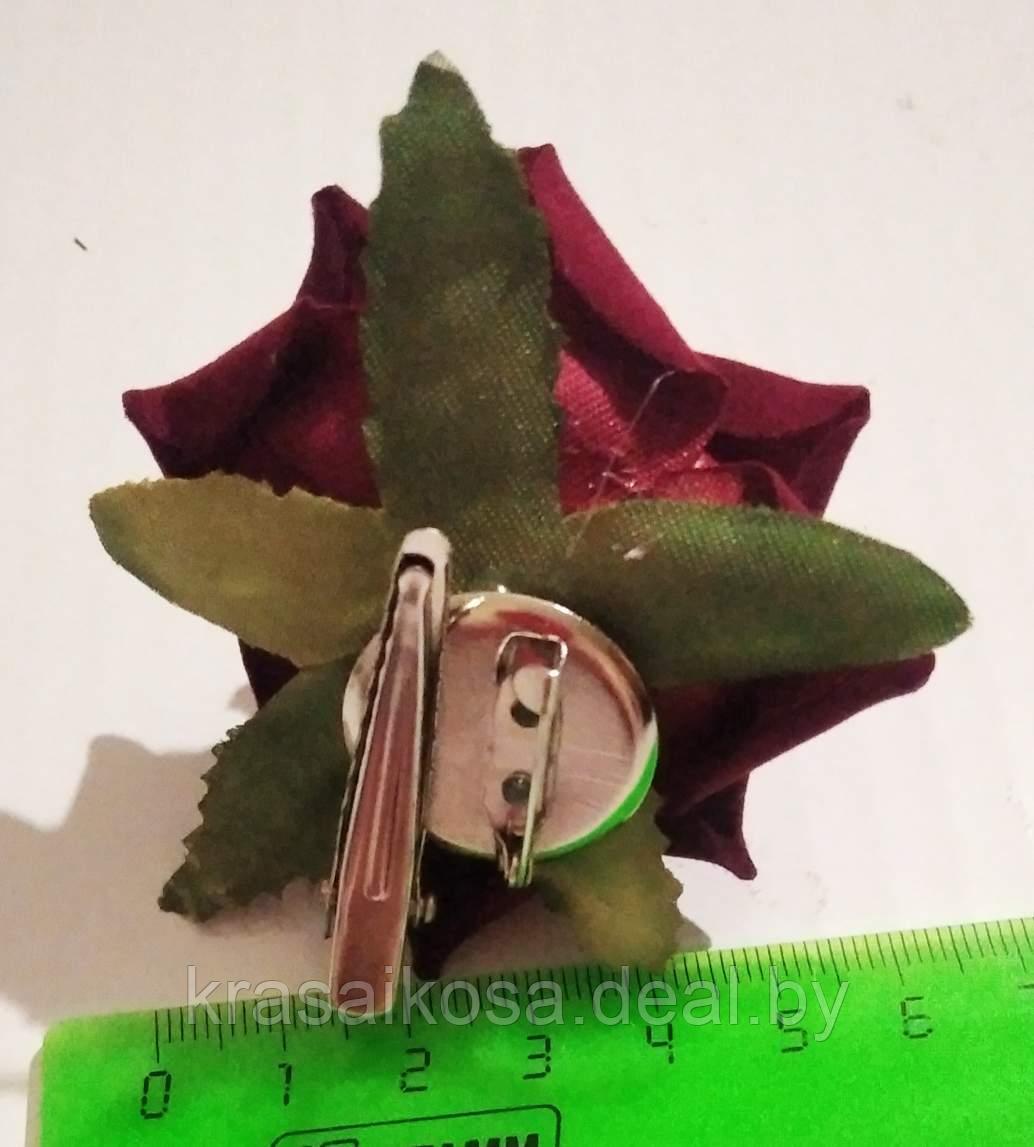 Роза 5*4 см на зажиме 2 в 1 Бордовый - фото 2 - id-p143812601