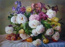 Алмазная мозаика «Цветы и персики»