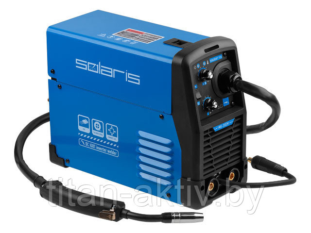 Полуавтомат сварочный Solaris MIG-200EM (220В, MIG/FLUX/MMA, встр. горелка 2 м, смена полярности, ка