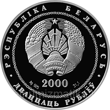 Витебск города Беларуси 20 рублей 2000 Серебро - фото 2 - id-p143823516