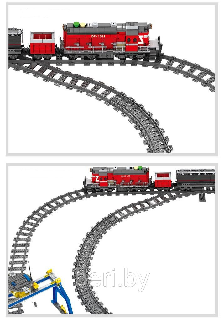 KY 98219 Конструктор Kazi (GBL) City Train Rell DF5 «Грузовой поезд», 1080 деталей - фото 9 - id-p143823795