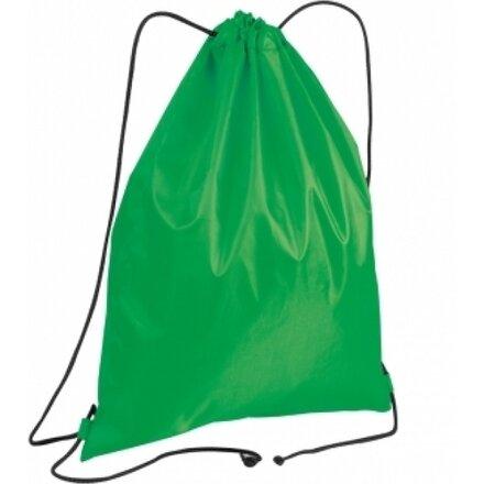 Спортивный мешок из полиэстера зеленого цвета на веревочных лямках для нанесения логотипа
