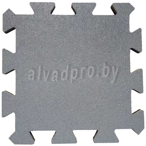 Резиновая плитка-пазл серая ALVADPRO  500*500*20 мм