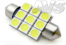 Светодиодная лампочка SV014 T11 (SV8,5/8) 9SMD 5050 42мм 3 chip, блистер 2 шт (белый)