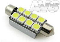 Светодиодная лампочка C009A T11 (SV 8.5) 8x5050 SMD 41mm Canbus, блистер 2 шт (белый)