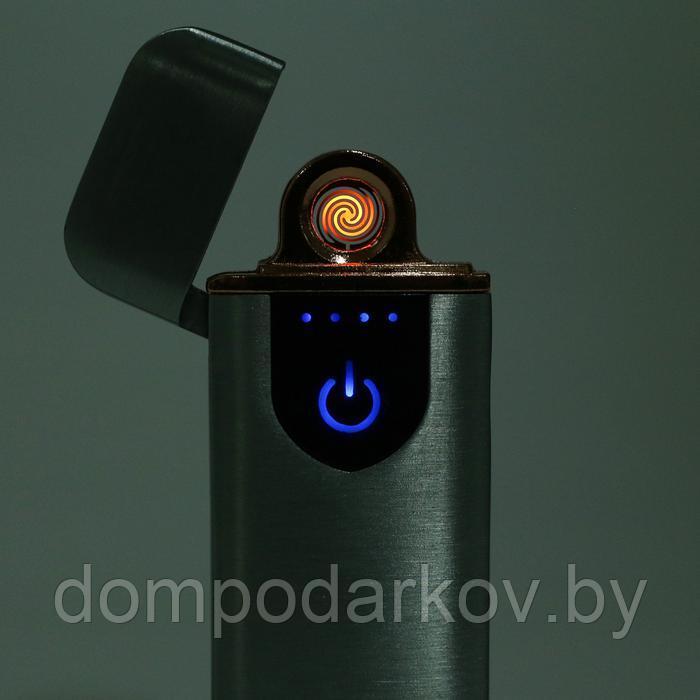 Зажигалка электронная "Авилес" спираль, сенсорная кнопка, серебристая 7.9х3.1 см - фото 4 - id-p143898569