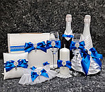 Комплект свадебных бокалов и свечей "Perfect" в синем цвете, фото 2