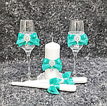 Свадебные бокалы "Pеrfect" в мятном, бирюзовом цвете, фото 2