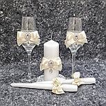 Набор свадебных свечей "Perfect" для обряда "Семейный очаг" в кремовом цвете, фото 2