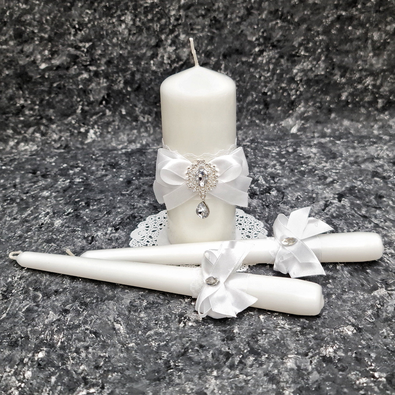 Набор свадебных свечей "Perfect" для обряда "Семейный очаг" в белом цвете