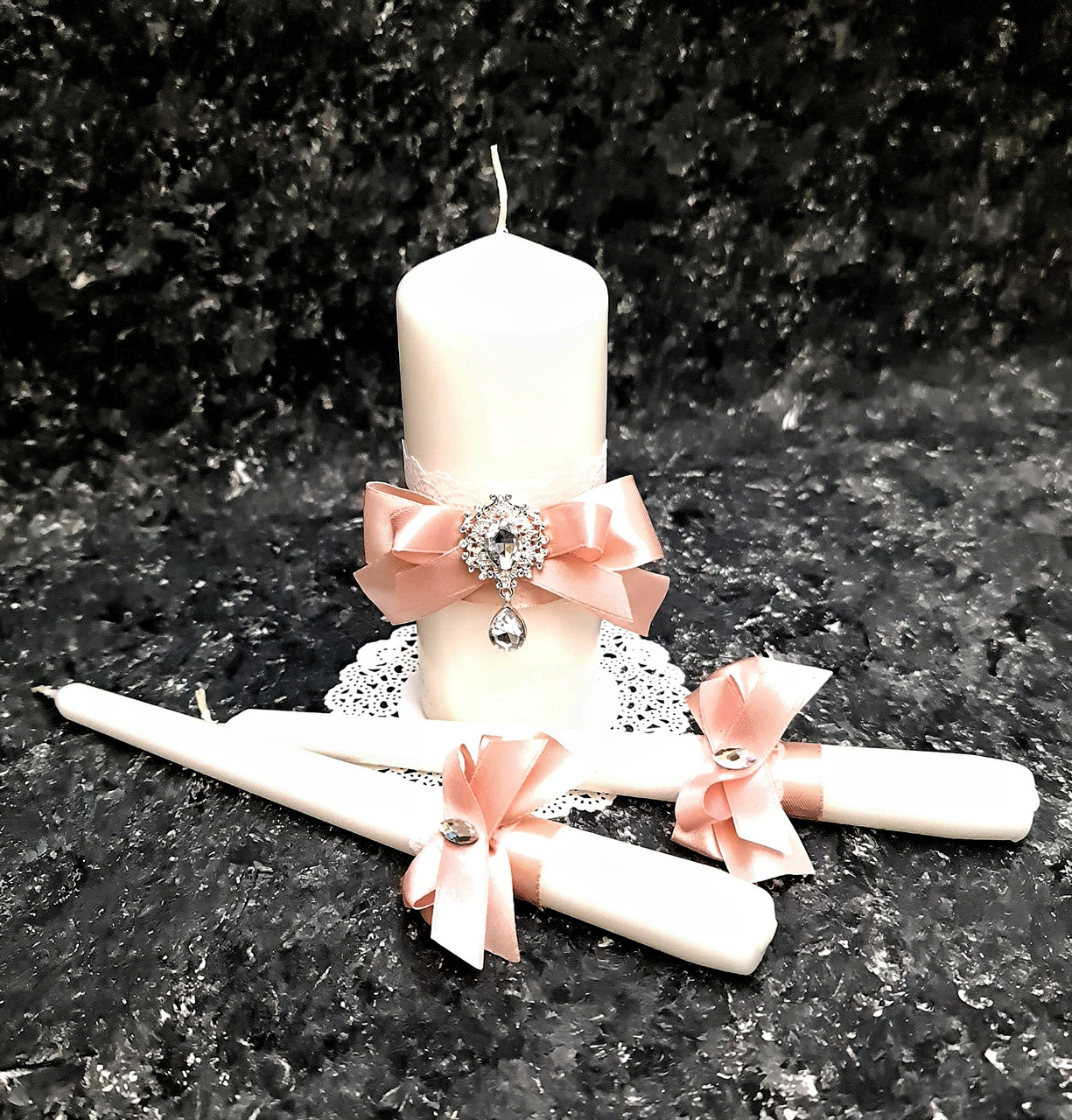 Набор свадебных свечей "Perfect" для обряда "Семейный очаг" в пудровом цвете