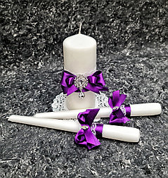 Набор свадебных свечей для обряда "Семейный очаг" в фиолетовом цвете