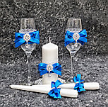 Набор свадебных свечей "Perfect" для обряда "Семейный очаг" в синем цвете, фото 2