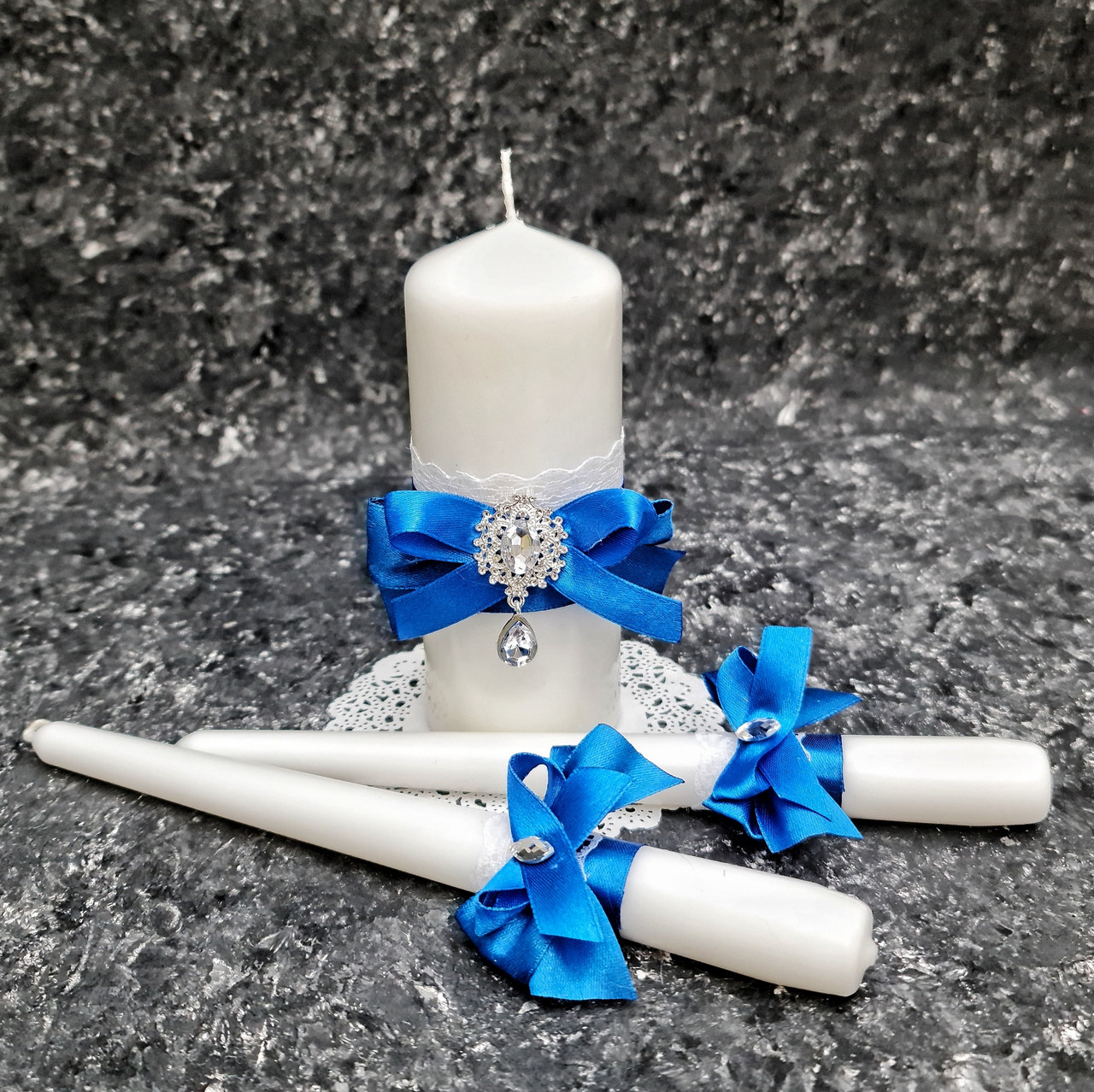 Набор свадебных свечей "Perfect" для обряда "Семейный очаг" в синем цвете