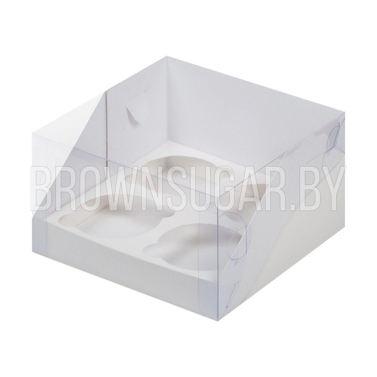 Коробка на 4 капкейка с пластиковой крышкой Белая (Россия, 160х160х100 мм) 040273 - фото 1 - id-p140199420