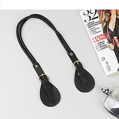 Ручка для сумки, шнуры, 60 × 1,8 см, с пришивными петлями 5,8 см, цвет чёрный/золотой