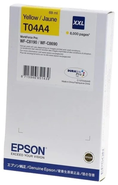 Картридж T04A4/ C13T04A440 (для Epson WorkForce Pro WF-C8190/ WF-C8690) жёлтый