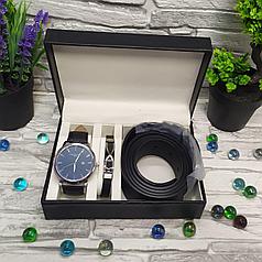 Мужской подарочный набор часы+ремень+браслет