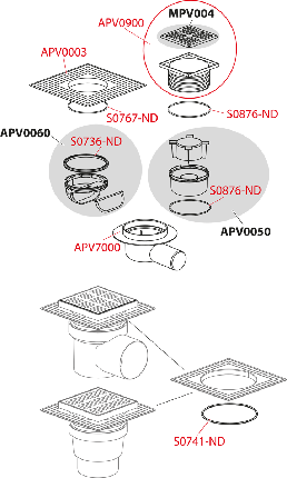 Сливной трап 105×105/50 мм боковой сток, решетка из нержавеющей стали, воротник изоляции 2–го уровня,, фото 2