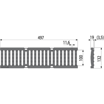 Pешетка для дренажного канала AVZ103 чугунная D400 AVZ-R201, фото 2