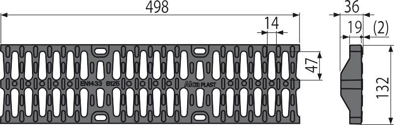 Pешетка для дренажного канала AVZ104, композитная B125 AVZ-R402 - фото 2 - id-p143954449