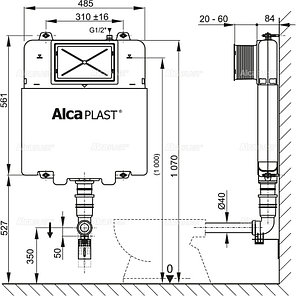 Бачок для замуровывания в стену A1112B Basicmodul Slim, фото 2