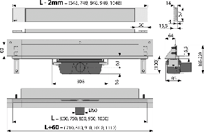 Комплект комбинированных гидрозатворов для нержавеющих желобов ALCA APZ5 SPA-TWIN, фото 2