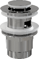 Донный клапан сифона для умывальника CLICK/CLACK 5/4", цельнометаллический с переливом и малой заглушкой A39