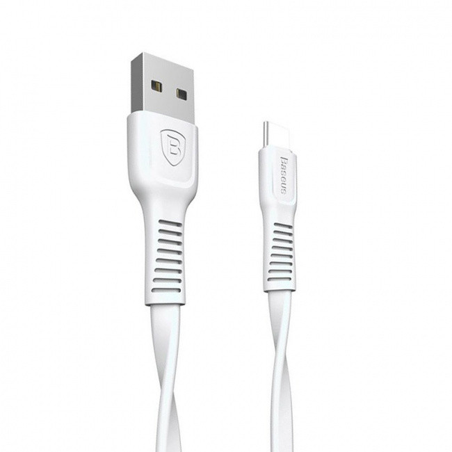 Кабель USB 2.0 Type-C Baseus CATZY-B02 плоский 2А 1 метр белый - фото 1 - id-p102602942