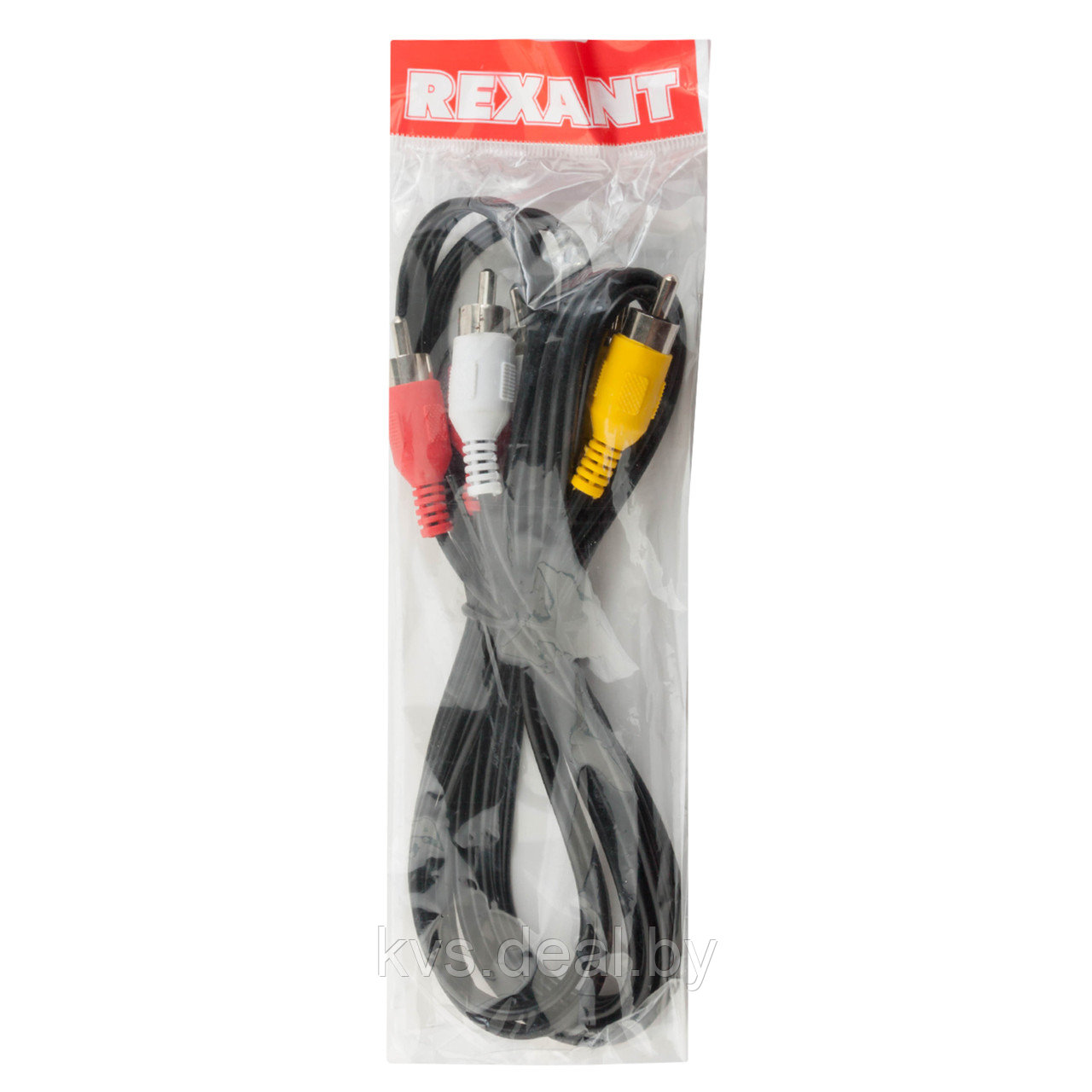 Шнур 3 RCA - 3 RCA, длина 1,5 метра, черный REXANT - фото 2 - id-p143970497