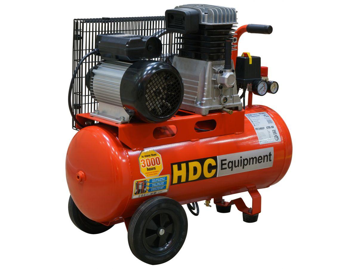 Компрессор HDC HD-A051 (396 л/мин, 10 атм, ременной, масляный, ресив. 50 л, 220 В, 2.20 кВт) (HD-A051) - фото 2 - id-p144000191