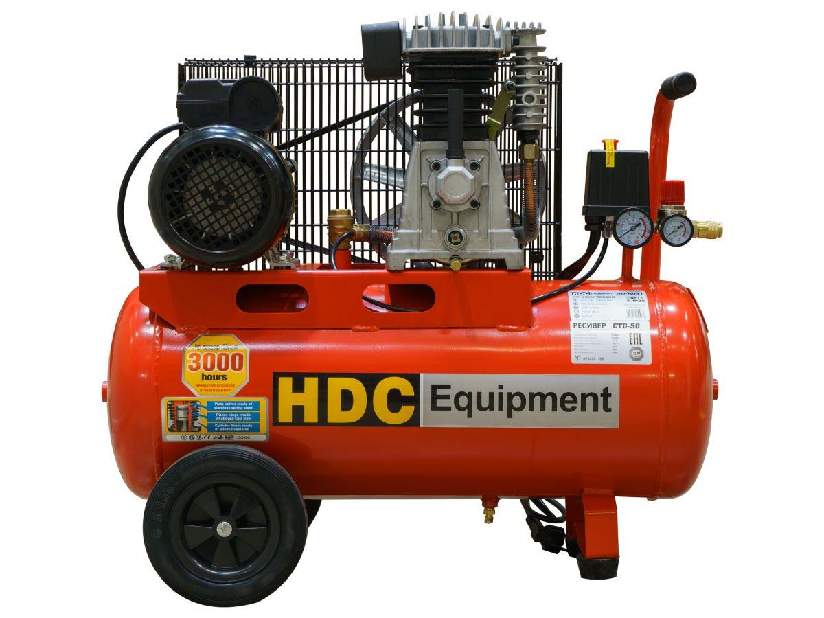 Компрессор HDC HD-A051 (396 л/мин, 10 атм, ременной, масляный, ресив. 50 л, 220 В, 2.20 кВт) (HD-A051) - фото 4 - id-p144000191